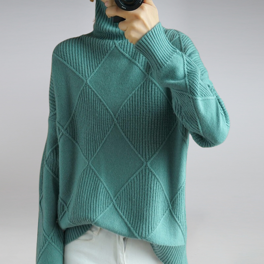 Rullekrave sweater i blød kasmir til damer