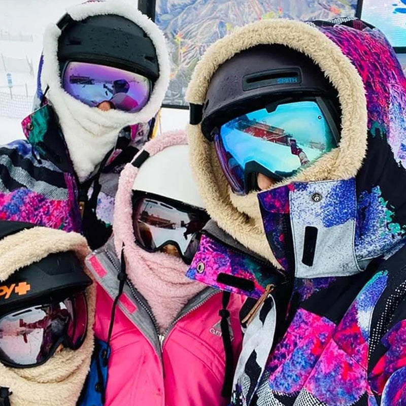 Skidmask med sherpahätta för kallt väder