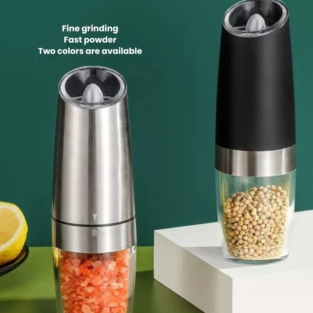 Elektrisk salt- och pepparkvarnset | Automatisk, justerbar malning & LED-ljus för moderna kök