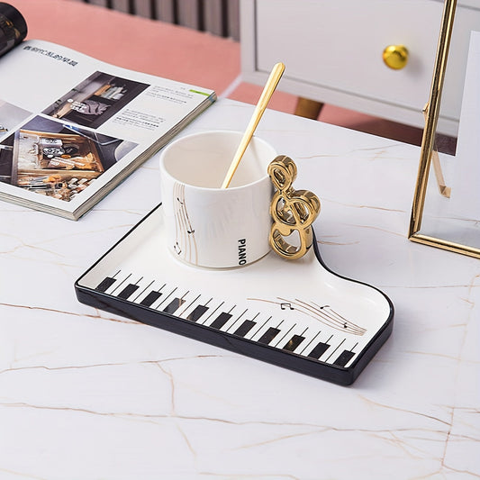Elegant set med kopp och fat för musikälskare – Pianissimo-smak