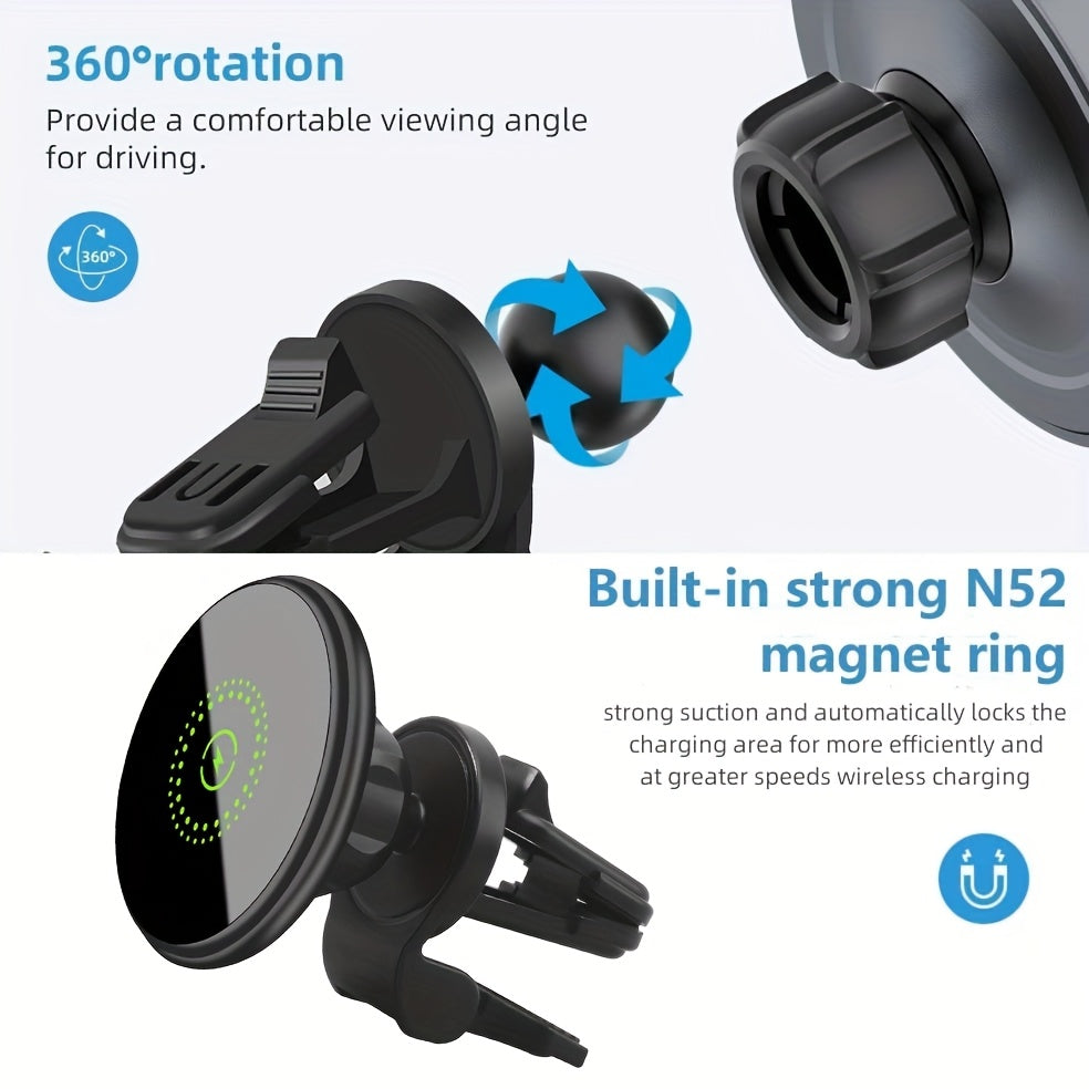 Trådløs biloplader med magnetisk telefonholder, bilmontering