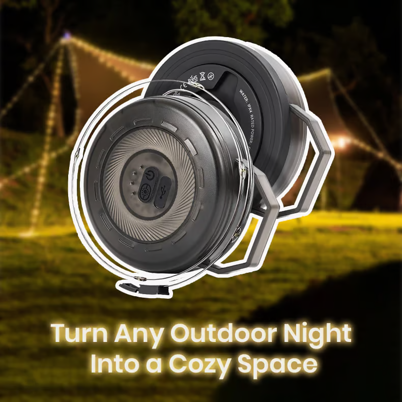 Campinglampe med USB-C genopladelig funktion | 14 timers lys og 3 indstillinger, IPX4, med indtrækkeligt kabel