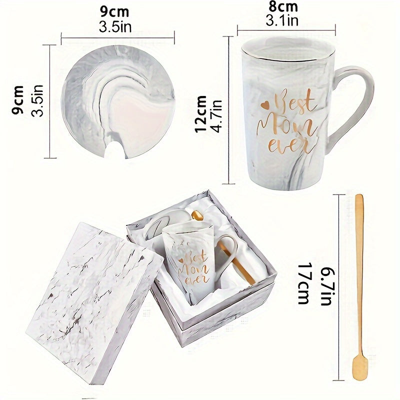 Marmor Tasse Sæt med Guldtryk – Den Perfekte Gave til Mor