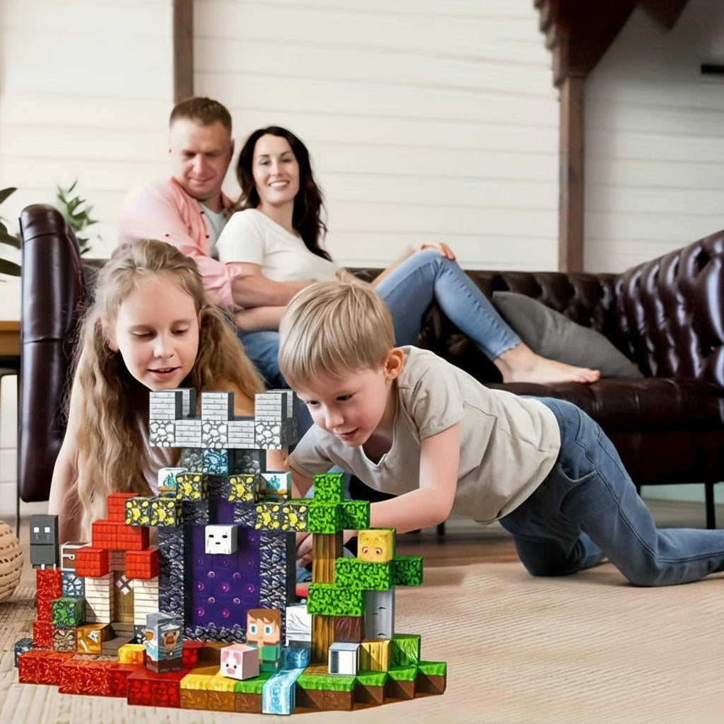 Färgglada magnetiska byggklossar för kreativ lek och lärande