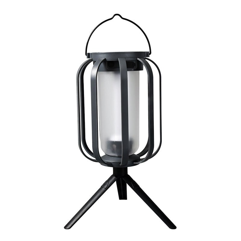 Solcelle- og USB-opladelig LED-lanterne med flammeeffekt