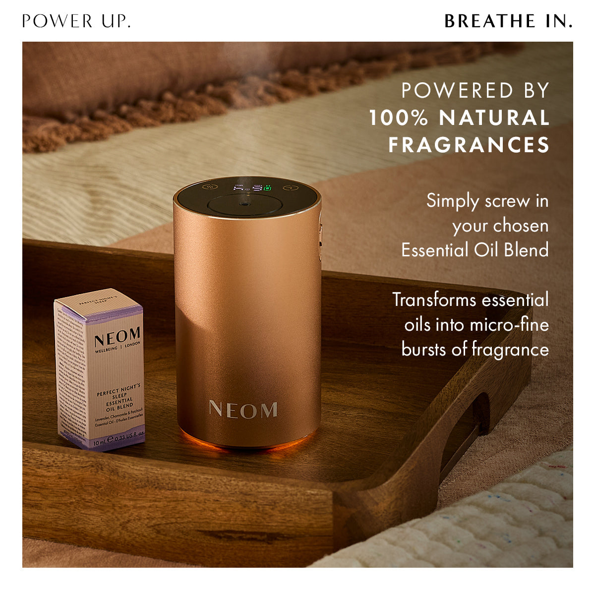 Aroma Diffuser uden vand til essentielle olier med genopladeligt batteri og justerbar duftstyrke