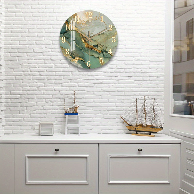 Elegant Vægur i Marmor Design – Støjsvag og Stilfuld
