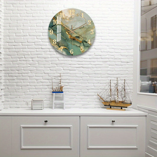 Elegant Väggklocka i Marmordesign – Tystgående och Stilfull
