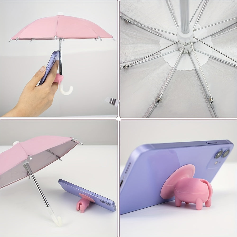 Mini parasol med sugekop – beskyt din mobil mod sol og regn på farten