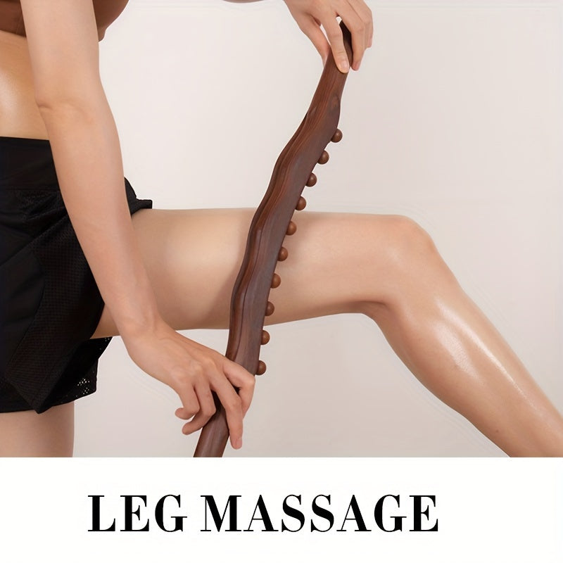 Massagestav av trä med 31 pärlor – Djupgående muskelavslappning