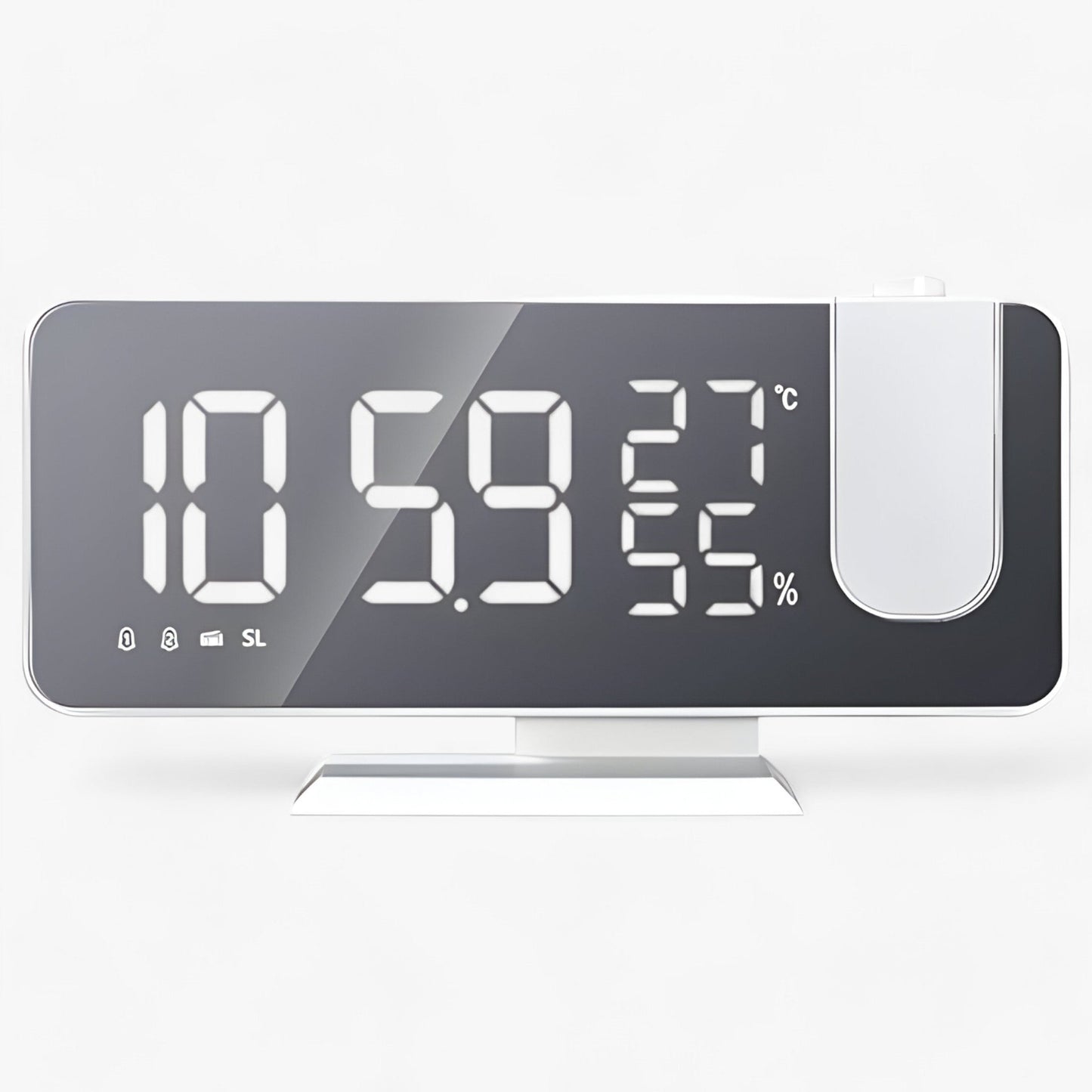 Intelligent vækkeur med FM-radio, LED-display og 180° tidsprojektion – Med USB-oplader og snooze-funktion