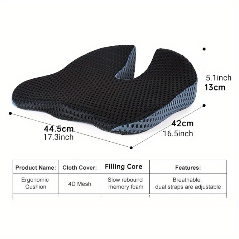 Ergonomisk Trekantet Pude med Memory Foam – Åndbar og Trykaflastende til Bil og Kontor