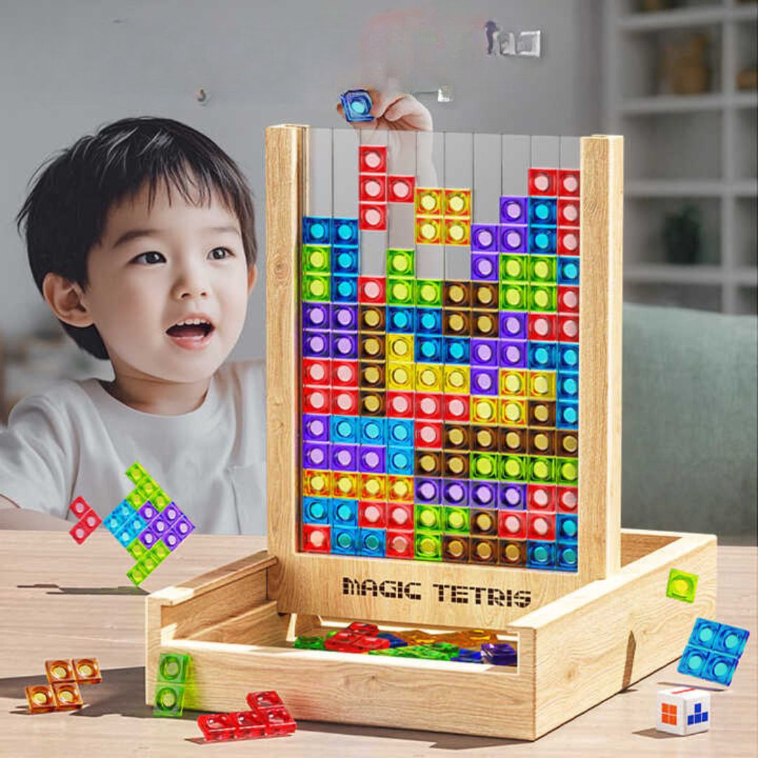 Hållbart Träpussel med Tetris-design för Hjärnträning