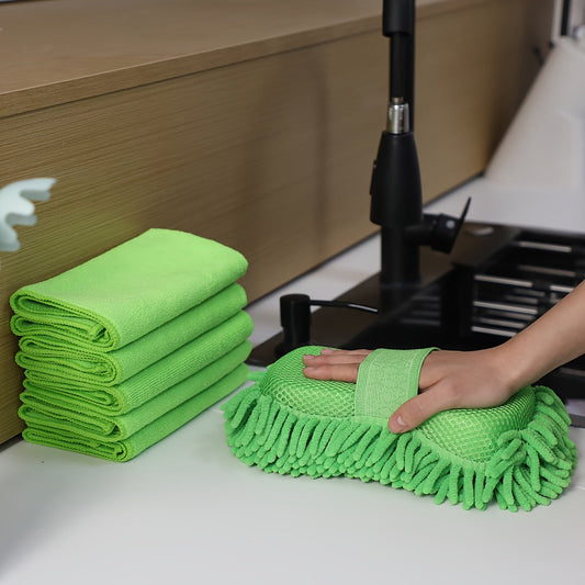 Mikrofiber bilvask sæt – svamp og håndklæder til skinnende resultater