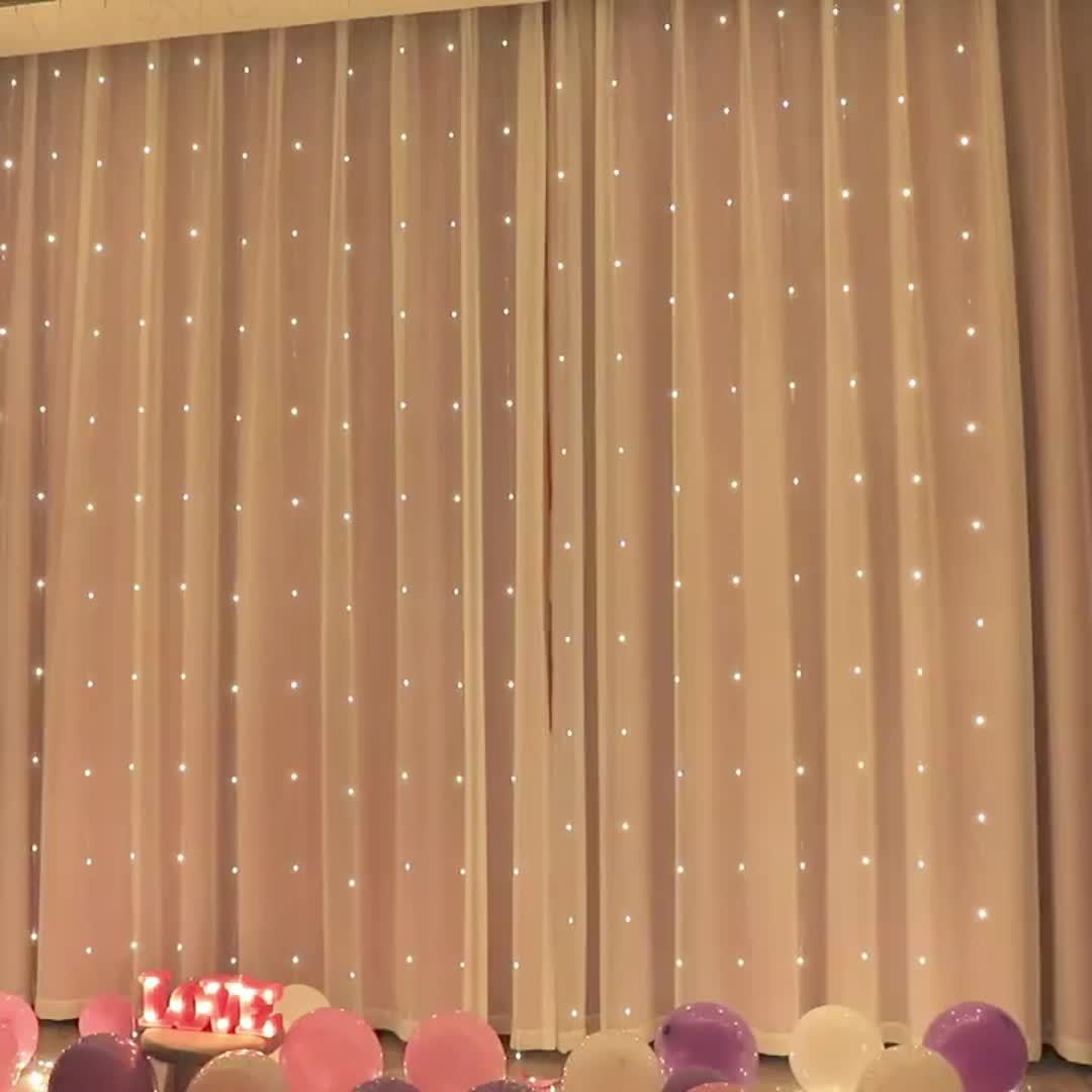 Eventyrlys Gardin med Varmt Hvidt LED og Fjernbetjening