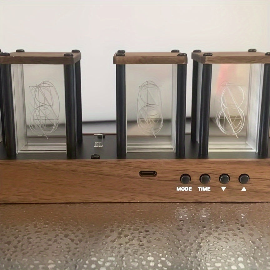 Retro Modern Nixie Tube Clock - Digital RGB LED Clock för Unik Inredning