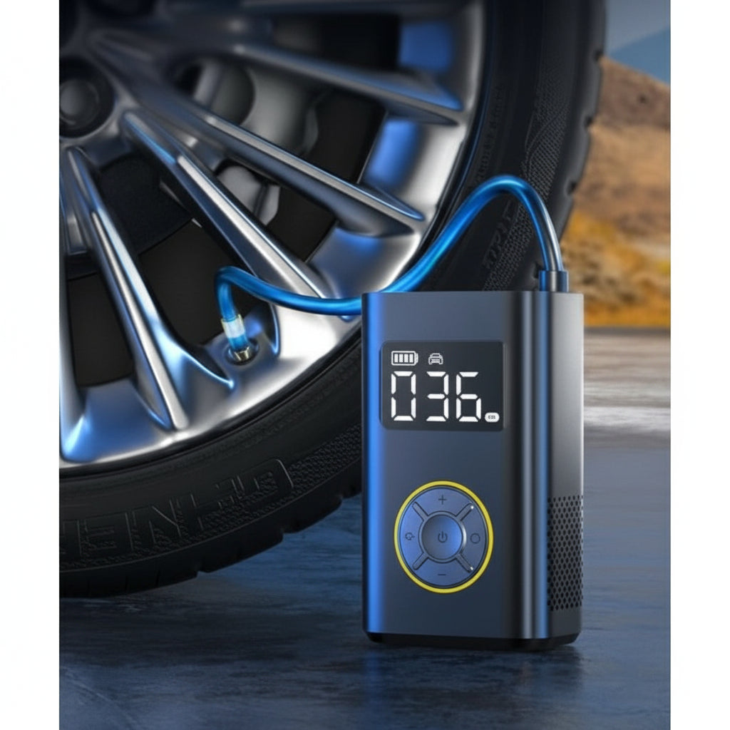 Kompakt Luftpumpe med Digital Display til Bil og Cykel