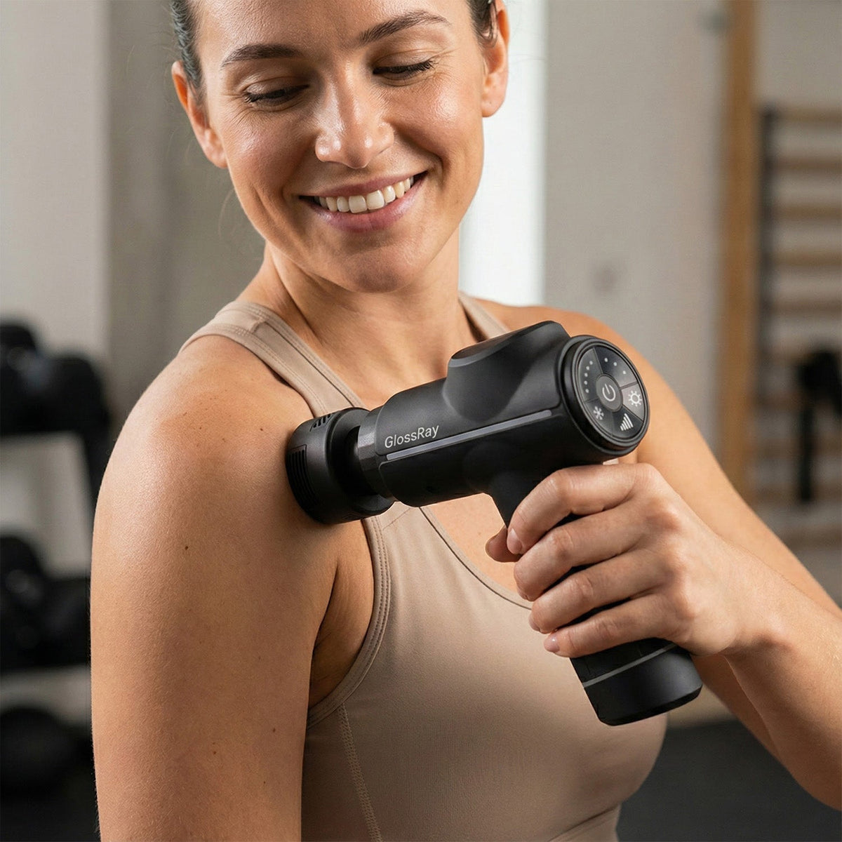 Bärbar massagepistol med värme- och kylfunktion för djupgående massage
