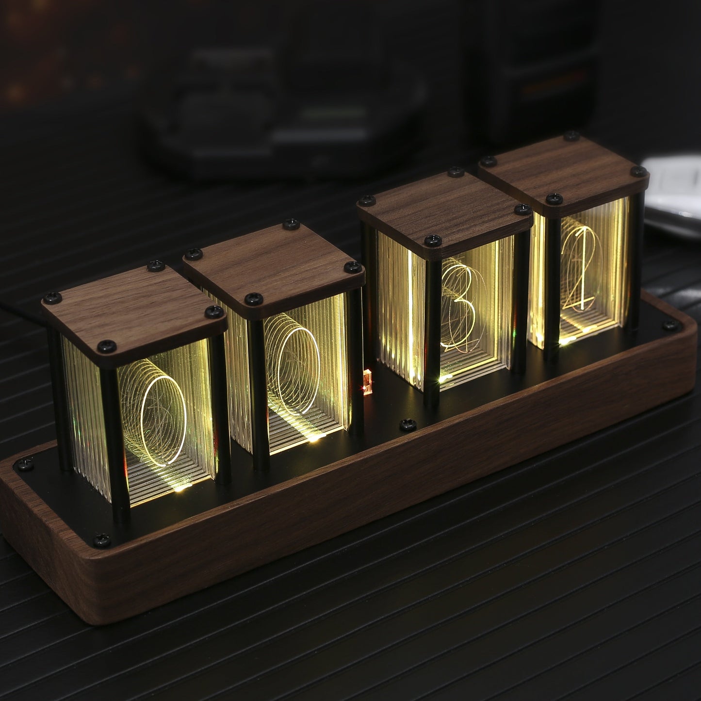 Retro Modern Nixie Tube Clock - Digital RGB LED Clock för Unik Inredning