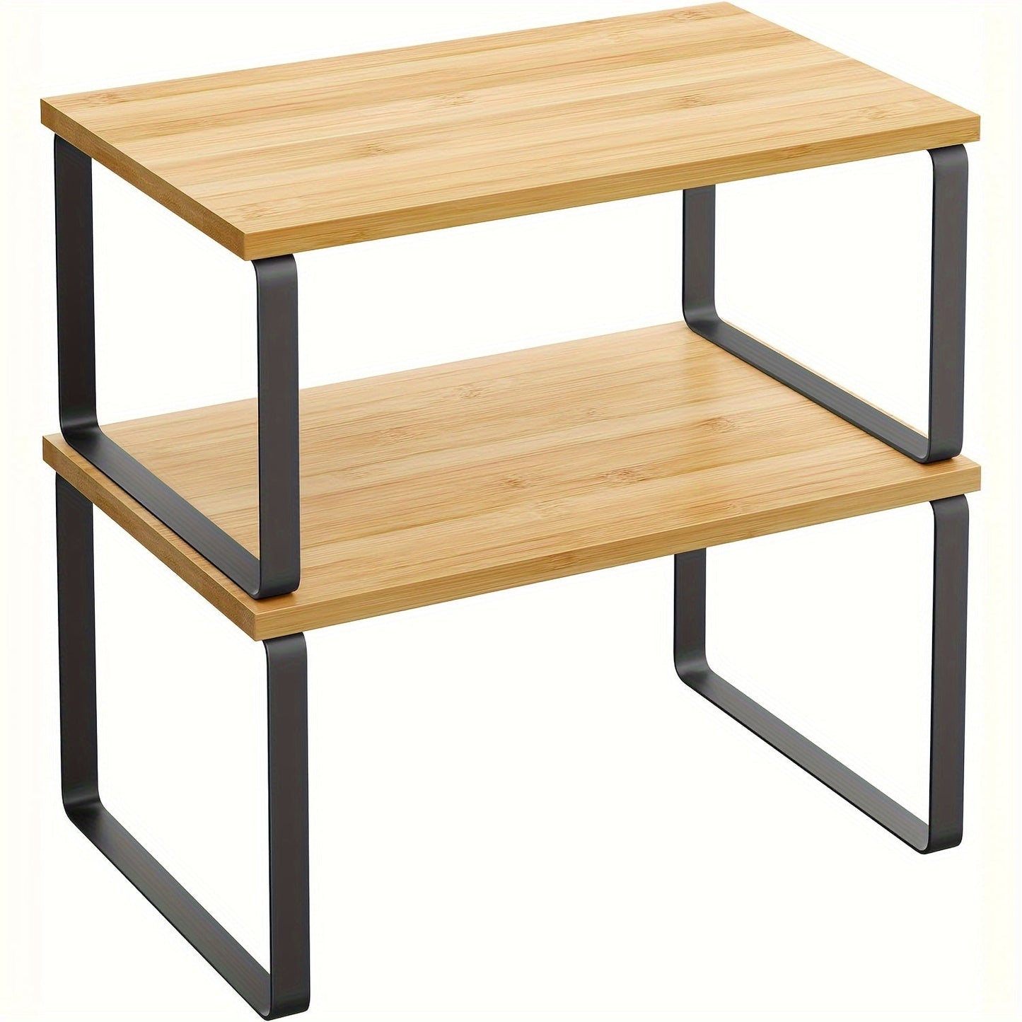 Set med 2 Justerbara Hyllor i Bambu – Elegant och Platsbesparande