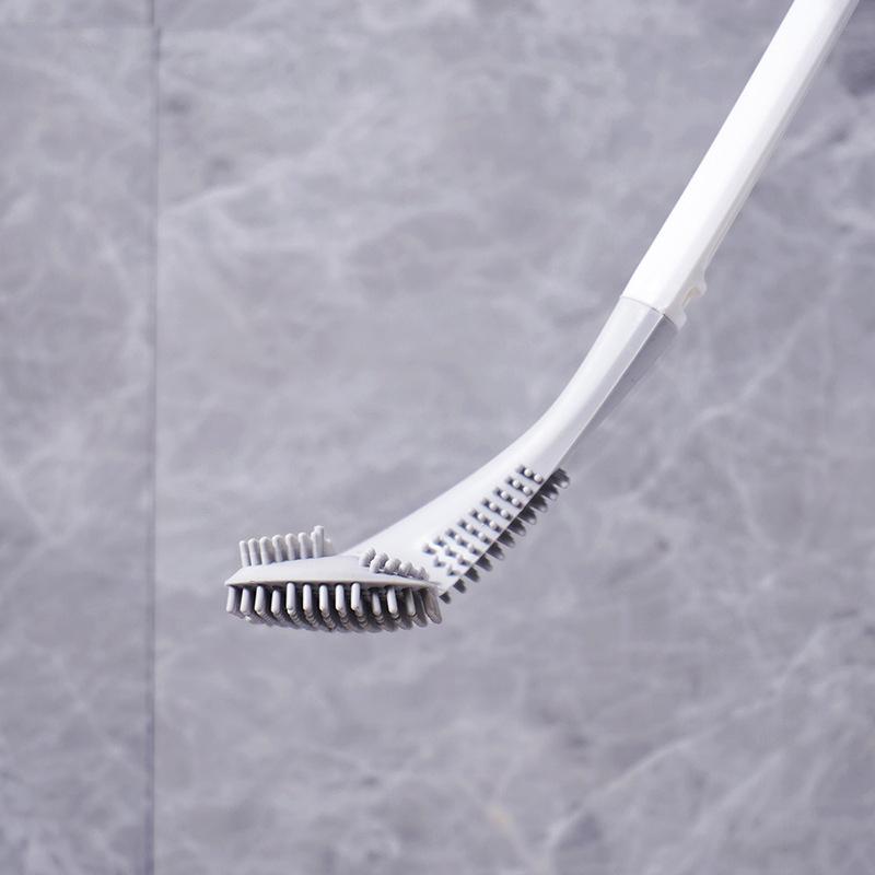 Silikon Toalettborste med flexibelt trekantigt borsthuvud | Väggmontering | Hygienisk och snabbtorkande | För noggrann rengöring
