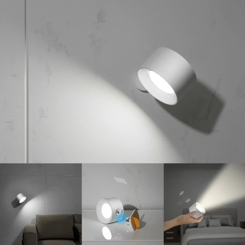 Genopladelig Trådløs Væglampe med 360° Rotation og Justerbar Lys