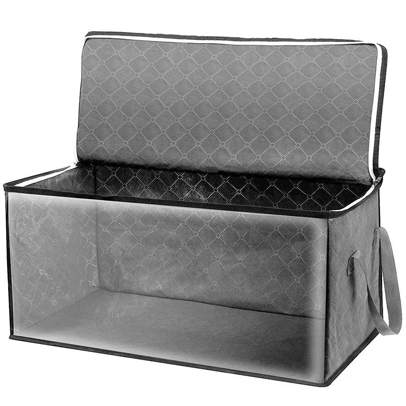 Hopfällbar förvaringslåda för kläder 58×31×30 cm | Non-woven tyg med fönster & dragkedja | För filtar, sängkläder & garderob
