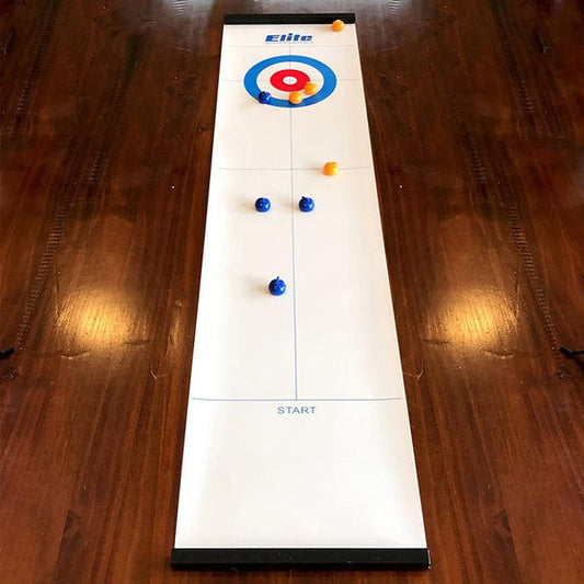 Miniature curling sæt til hjemmet med glidende sten og magnetiske køller