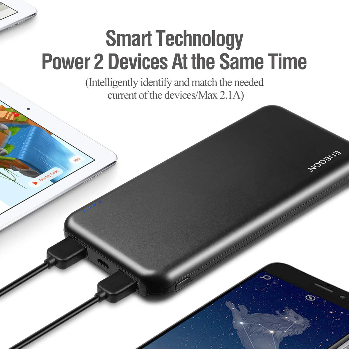 Powerbank 10000 mAh 2-pack med dubbla USB för smartphone och surfplatta