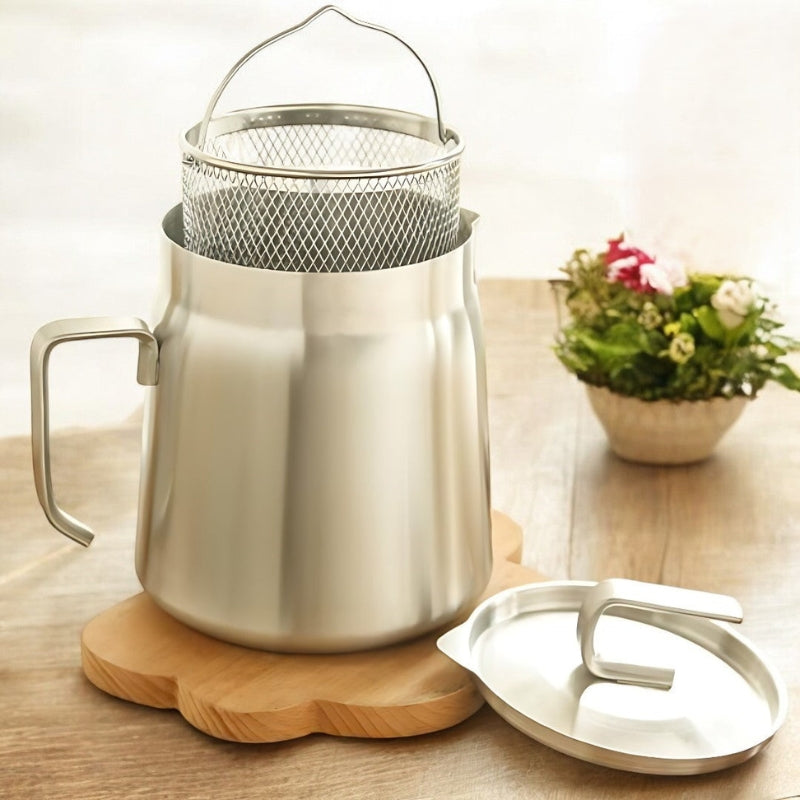 Smartfry – Förvaringsbehållare för oljan i rostfritt stål med filter och lock