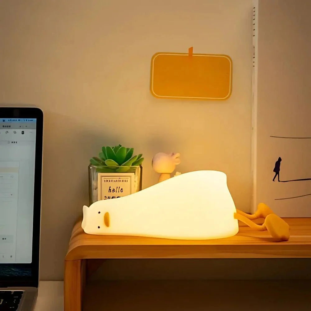 Söt Nattlampa i Silikon med Justerbar LED och Uppladdningsbar