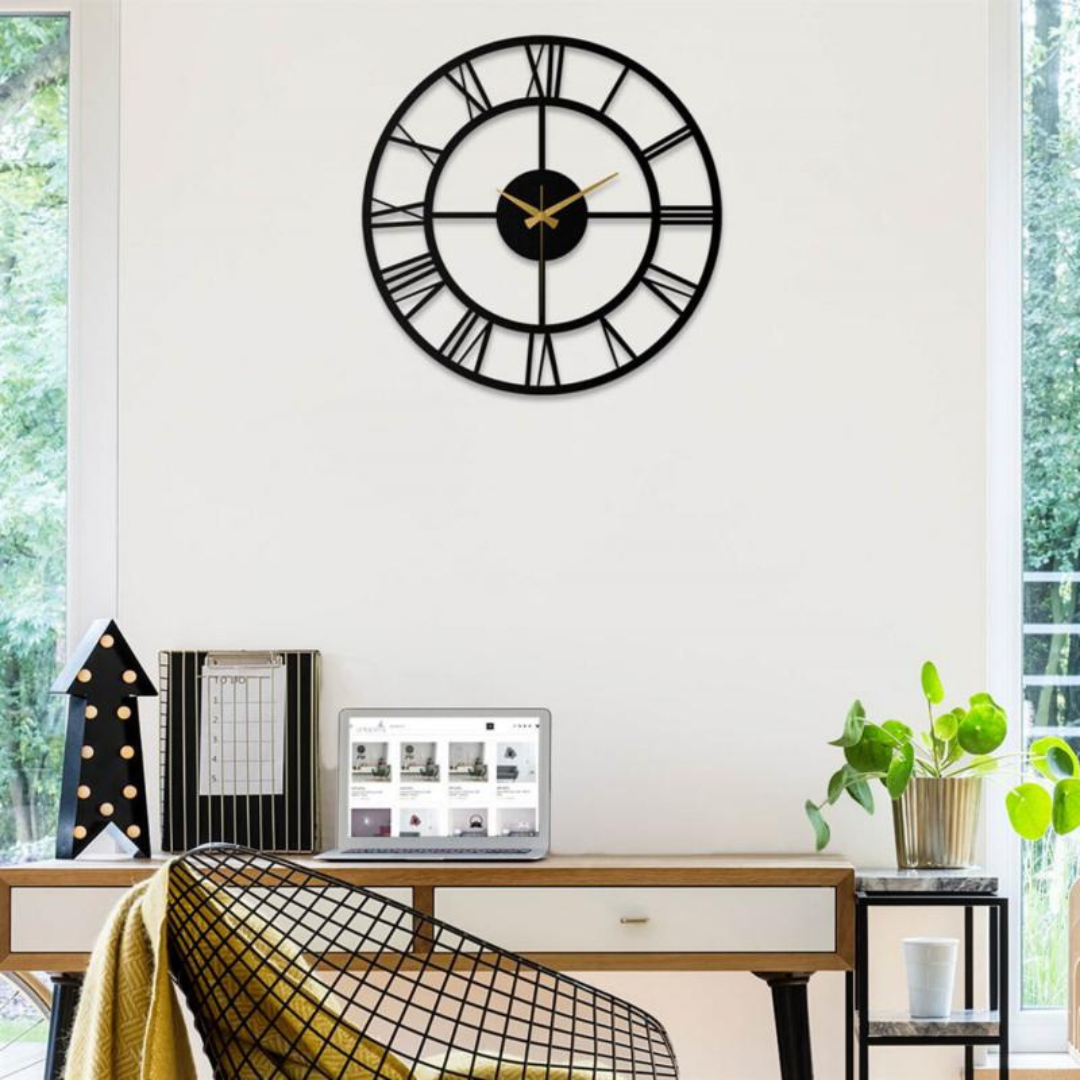 Stort Retro Väggur 40 cm - Industriell Design till Vardagsrummet
