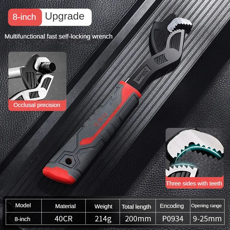 Universal Nøgle MultiGrip Pro | Selvadapterende til Skruer & Møtrikker | Anti-Skrid Håndtag, Chrom-Vanadium Stål, 1+1 Gratis