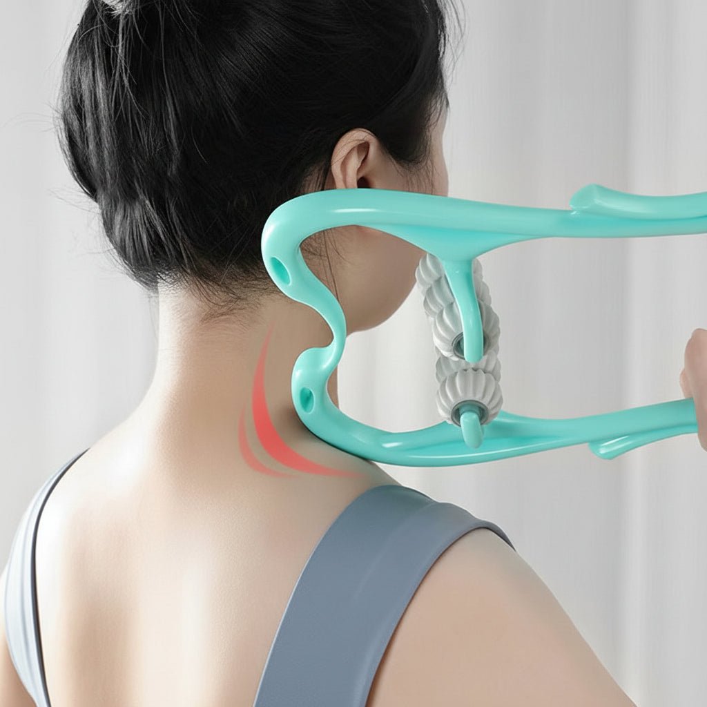 Effektiv Nakke- og Skuldermassage Rulle med Seks Rullende Hoveder