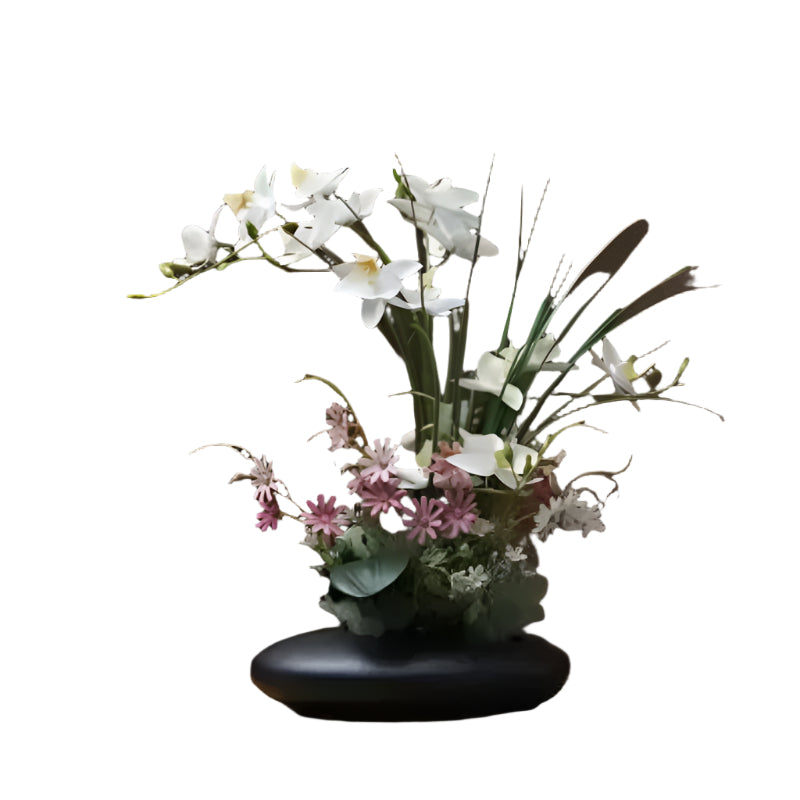 Modern vas med konstgjorda orkidéer - Realistiskt blomsterarrangemang