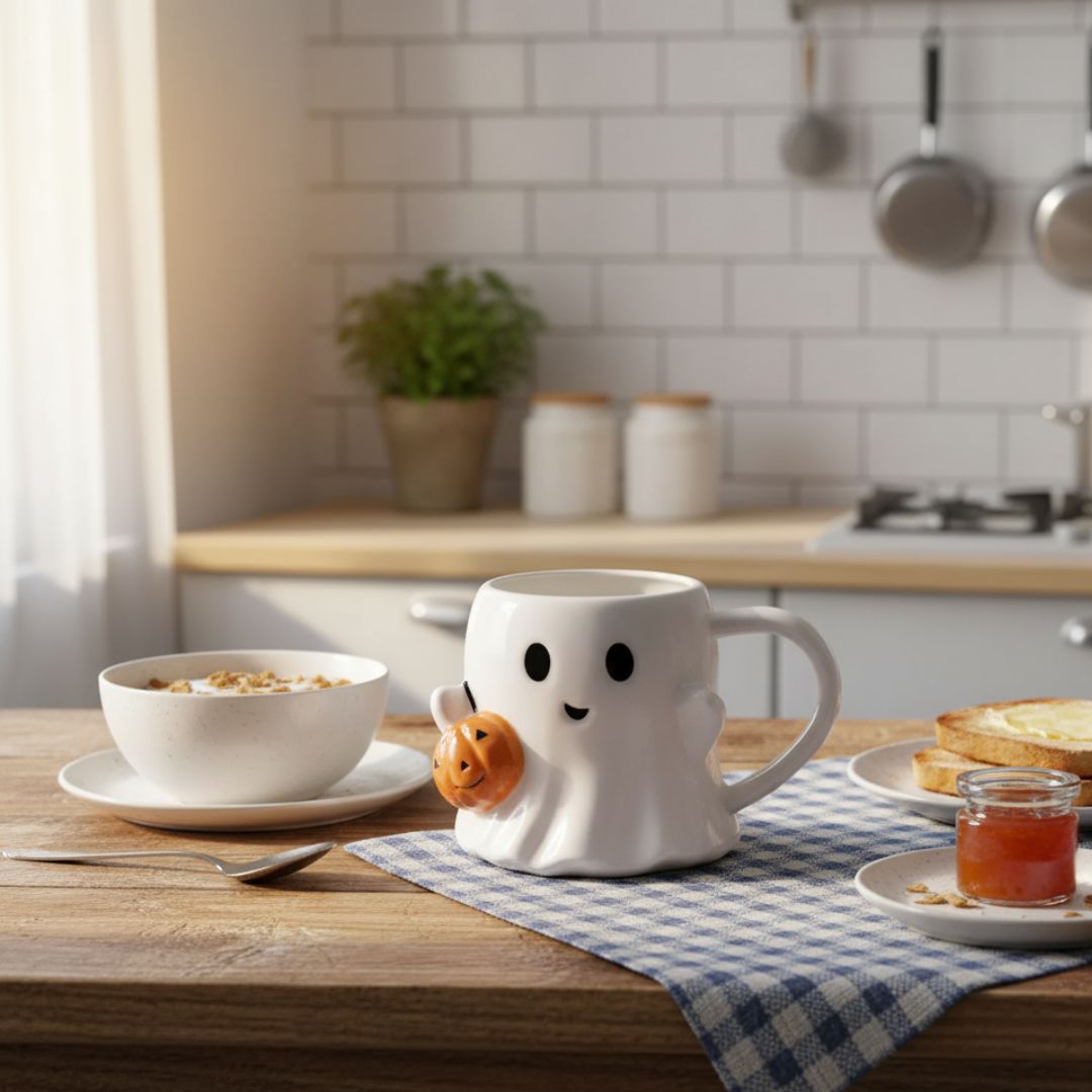 Kopp och pumpa - söt spöke för Halloween