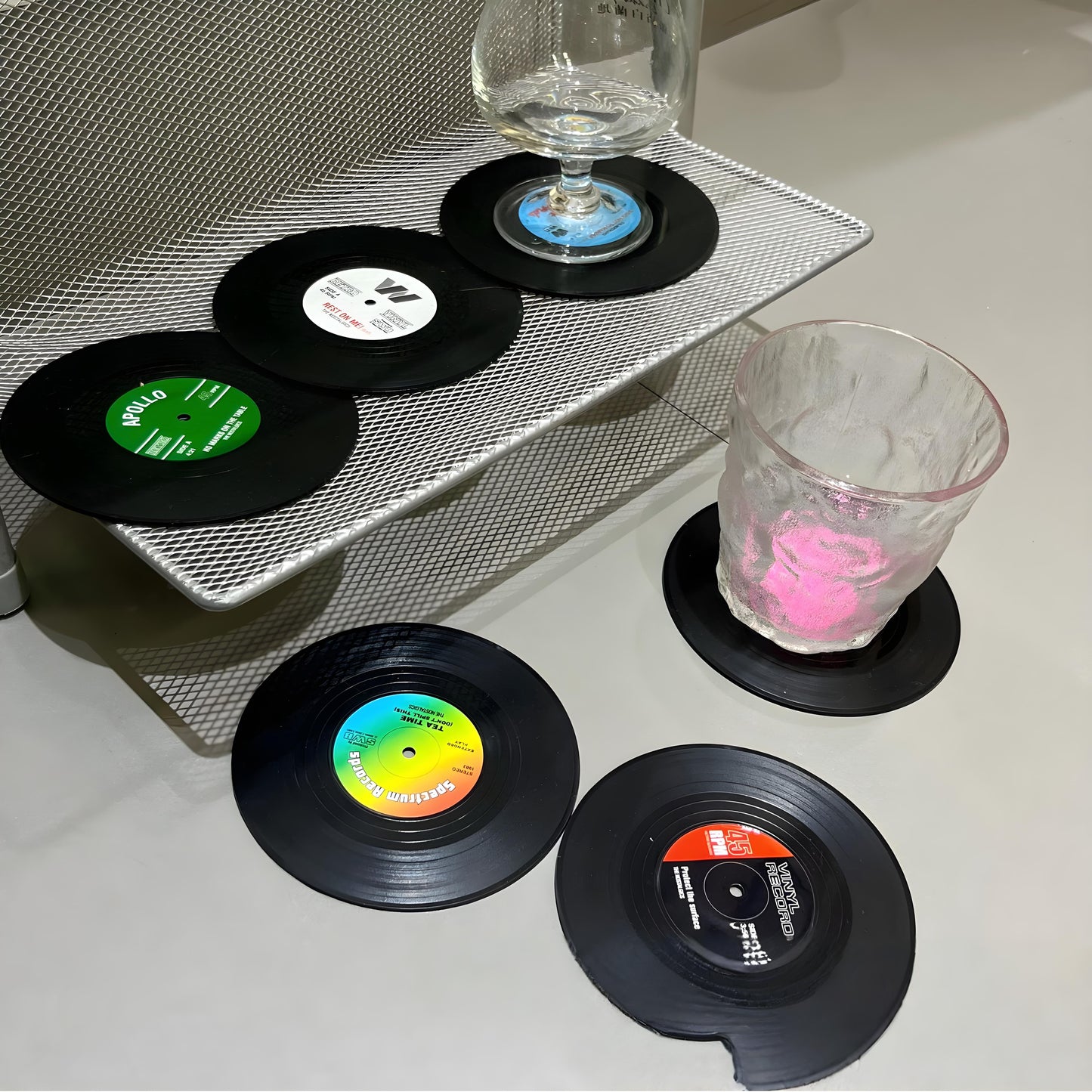 Retro Glasunderlag i Vinyl Design - Perfekt til Musikelskere