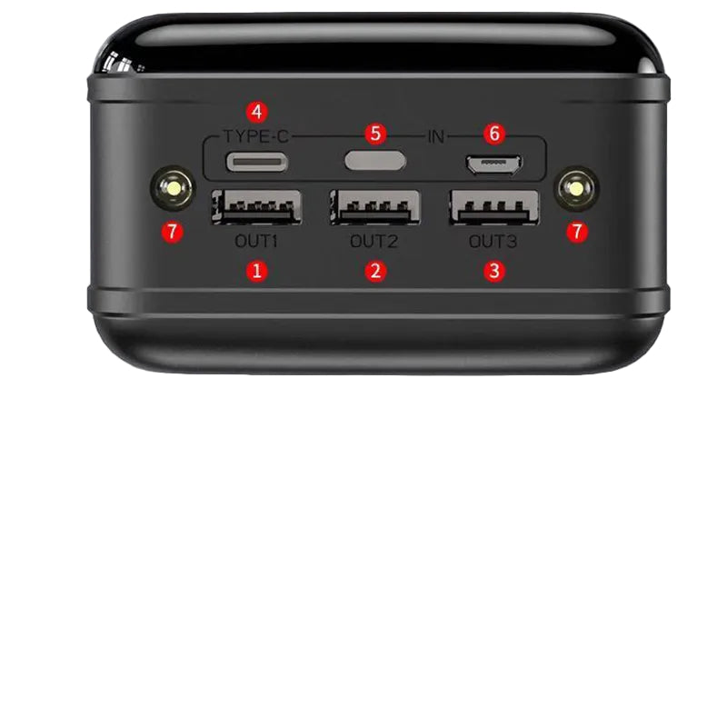 Bärbar powerbank med 50000 mAh och LED-skärm