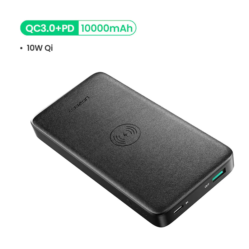 10,000mAh Trådløs Hurtigopladnings Power Bank – Dobbelt Udgange