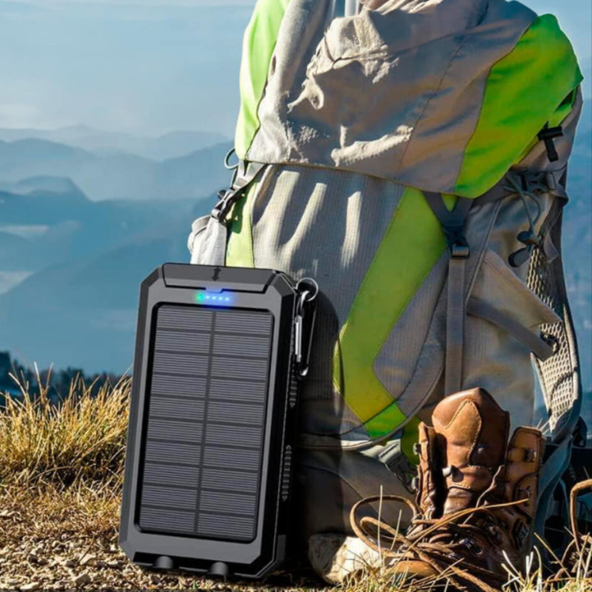 Bärbar 20 000 mAh solcellsladdare med dubbla USB-utgångar
