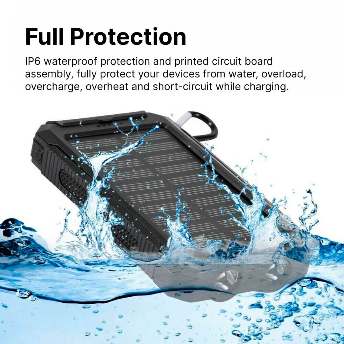 Vattentät Solcell Powerbank 500000mAh med Dubbel USB och LED