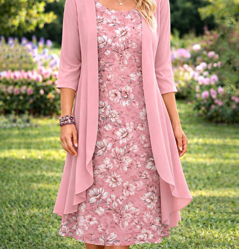 Luftigt dametøjssæt med top og cardigan i chiffon | Elegant outfit