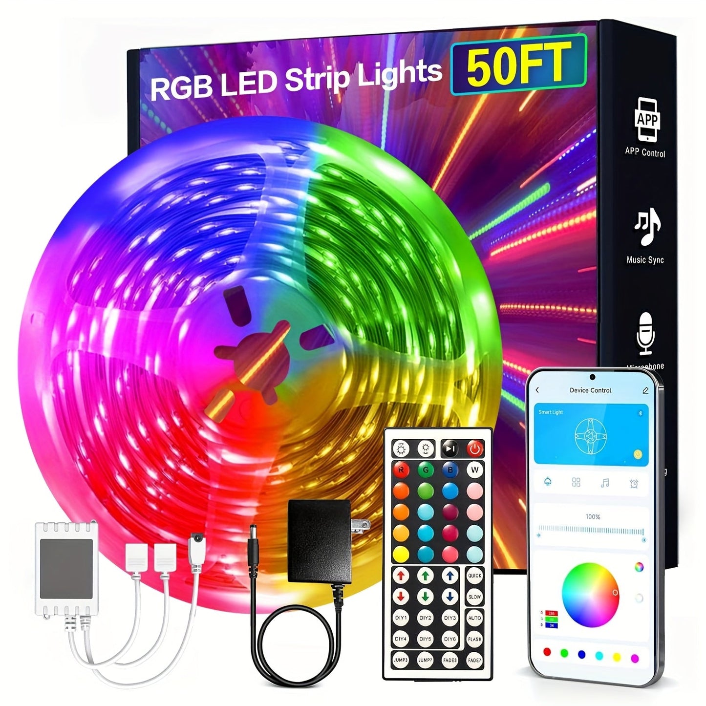 Farveskiftende LED Lysskinner med App-Styring