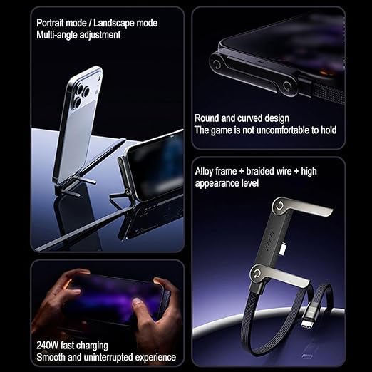 USB C Opladningskabel med Indbygget Telefonholder