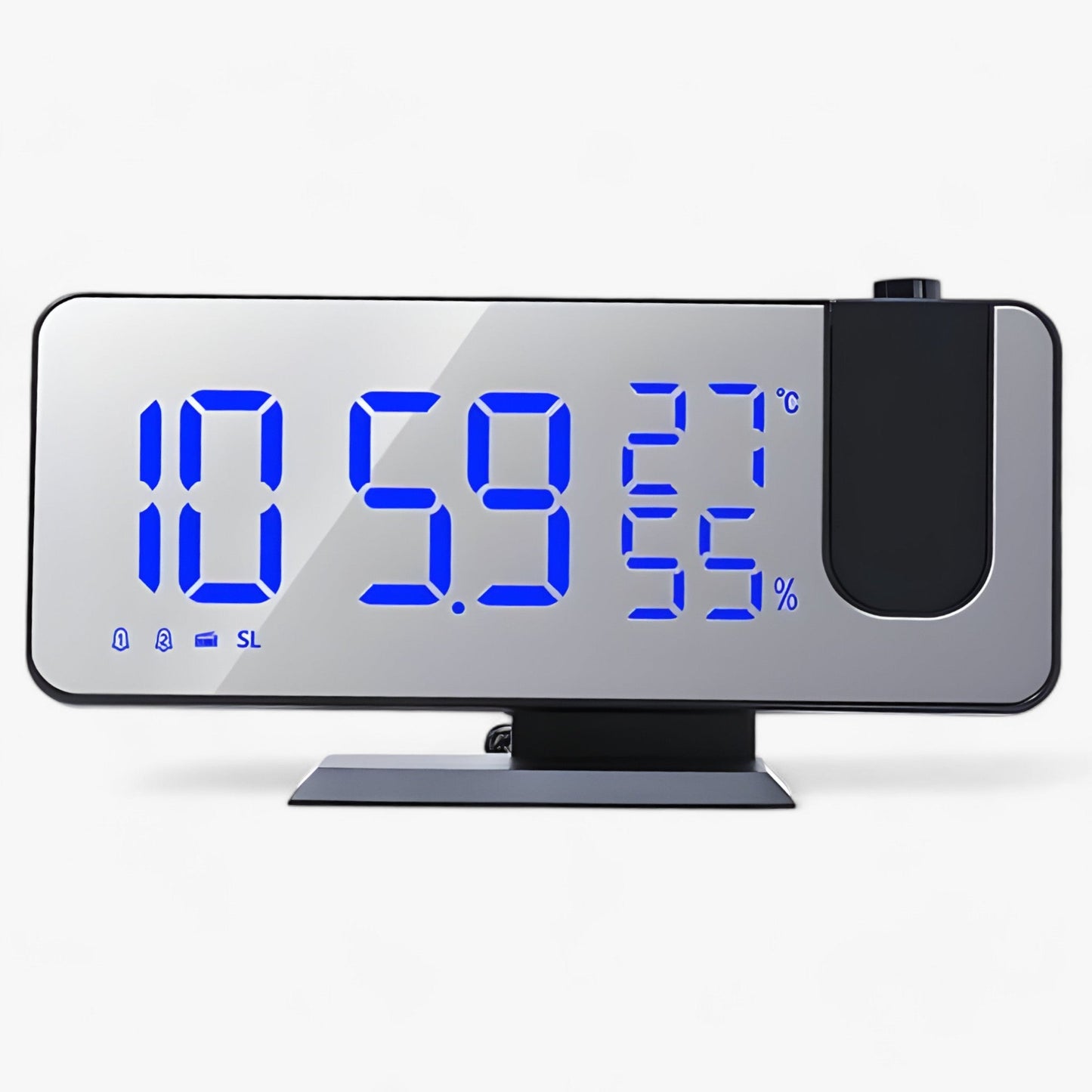 Intelligent vækkeur med FM-radio, LED-display og 180° tidsprojektion – Med USB-oplader og snooze-funktion
