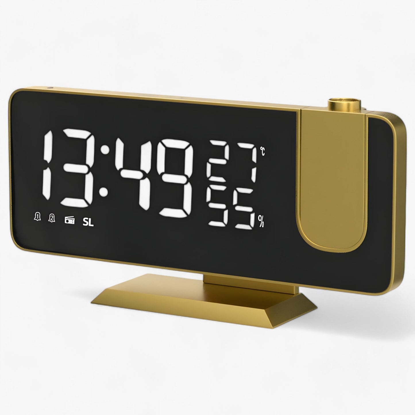 Intelligent vækkeur med FM-radio, LED-display og 180° tidsprojektion – Med USB-oplader og snooze-funktion