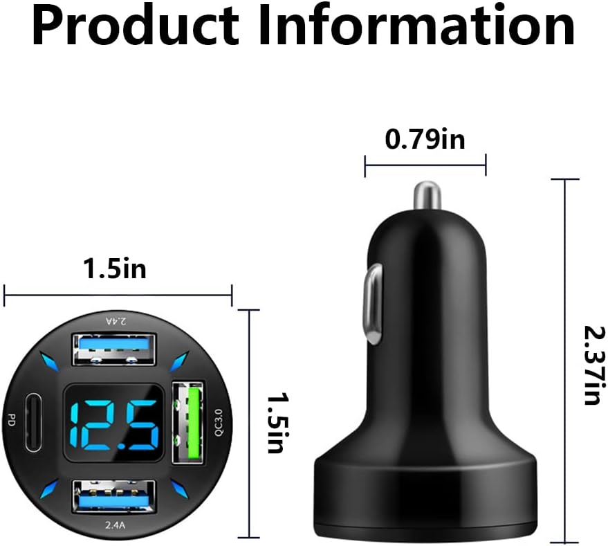 66W Billaddare med USB PD och QC 3.0 – Universal 12-24V