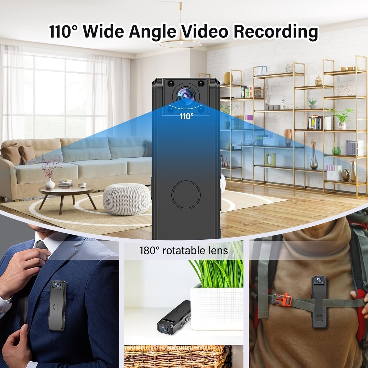 Bärbar minikamera med klämma för videoinspelning