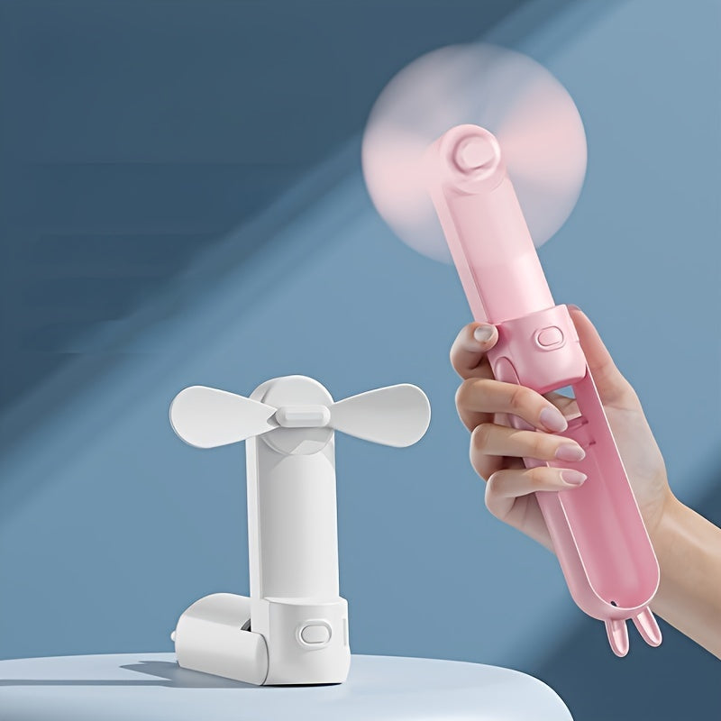Bärbar minifläkt - 2 i 1 USB uppladdningsbar fläkt med kaninformad design för resor och sommar