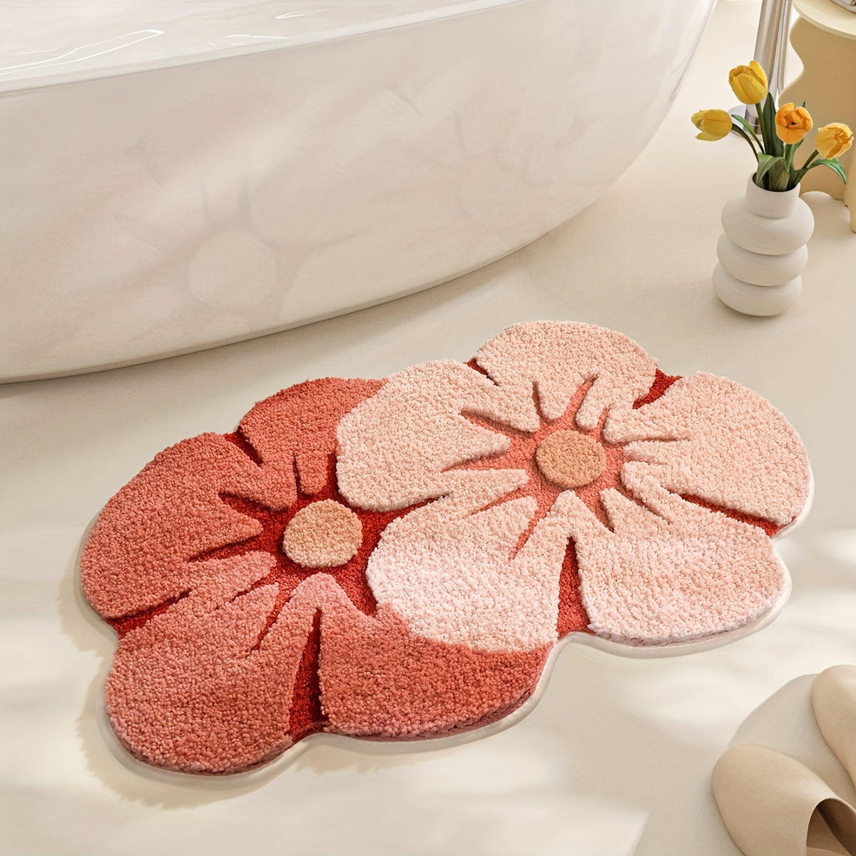 Blomsterdesign Badeværelsesmåtte – Blød og Absorberende Komfort